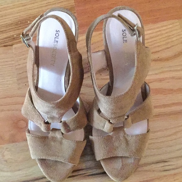 Sole Society cognac brown suede platform heels - Picture 2 of 8